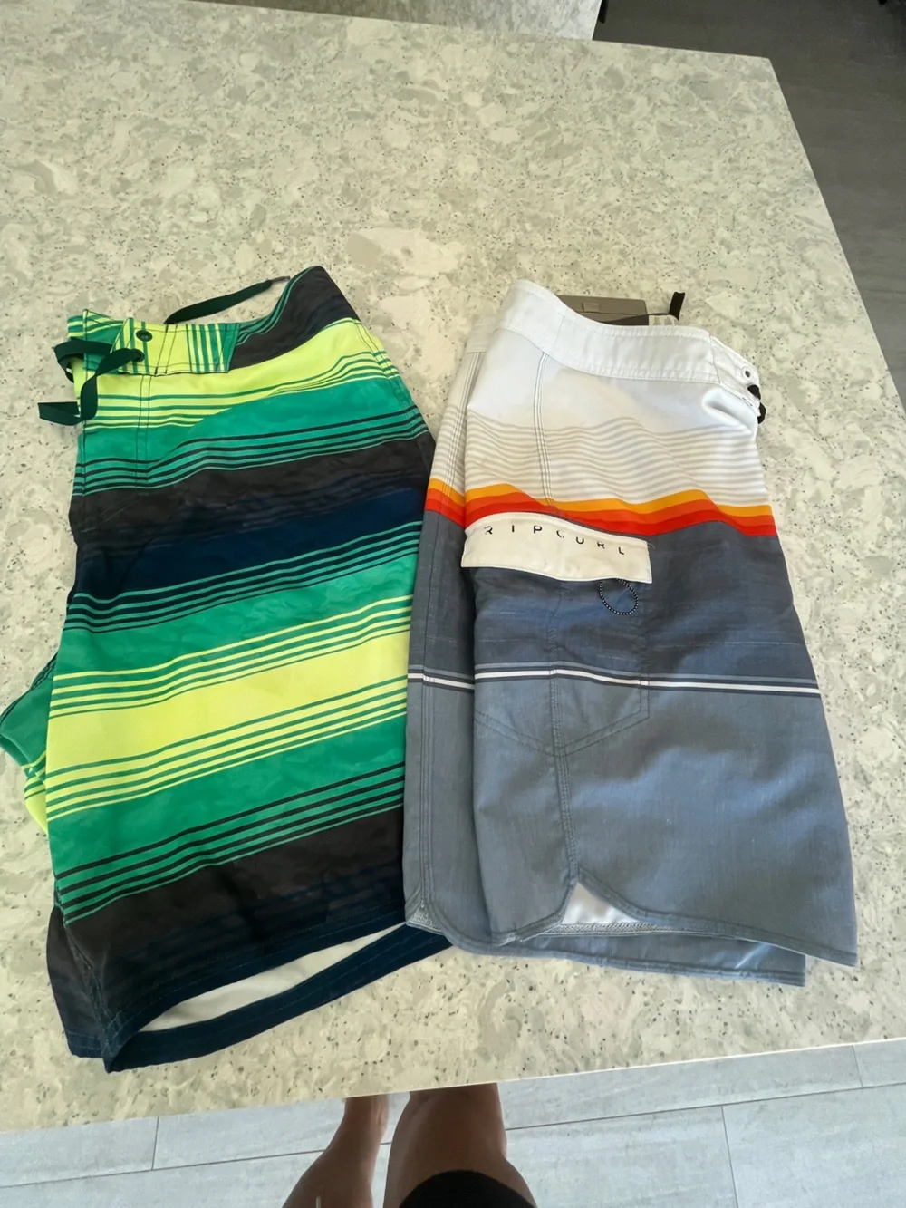 Rip Curl Men's Gray & White Boardshorts with Orange Stripe